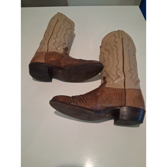 Vtg 1980s J. Chisholm 978R Men\'s Genuine Lizard Exotic Cowboy Boots Size 9.5... main image 13